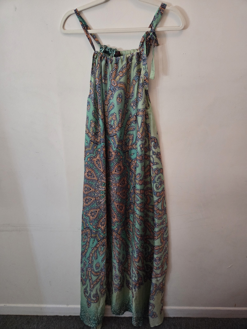 Boho Maxi Dress in Mint and Teal